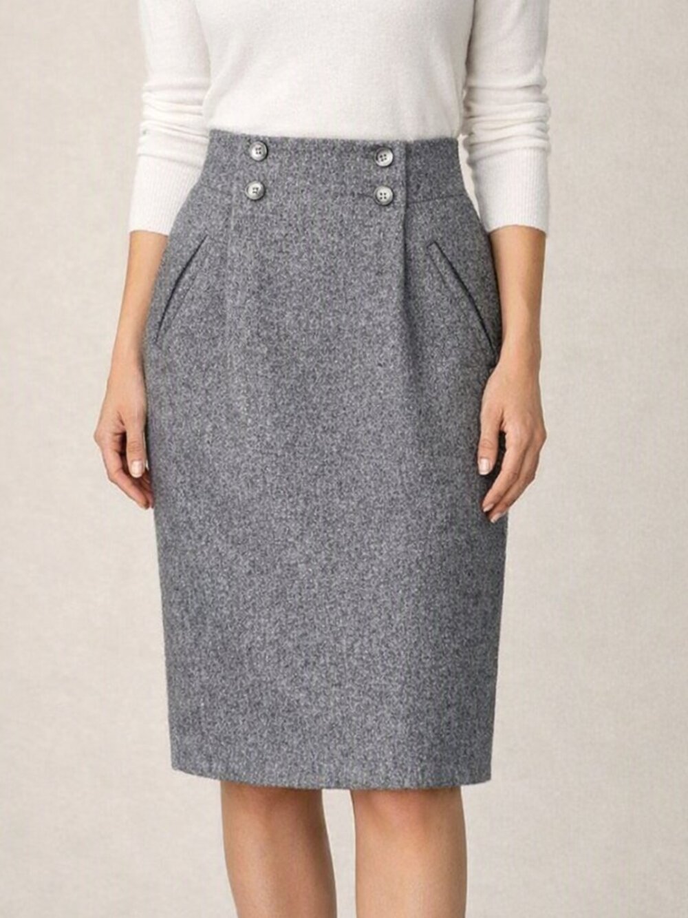 Design Partnership Gray Tweed Wool Blend Skirt 10